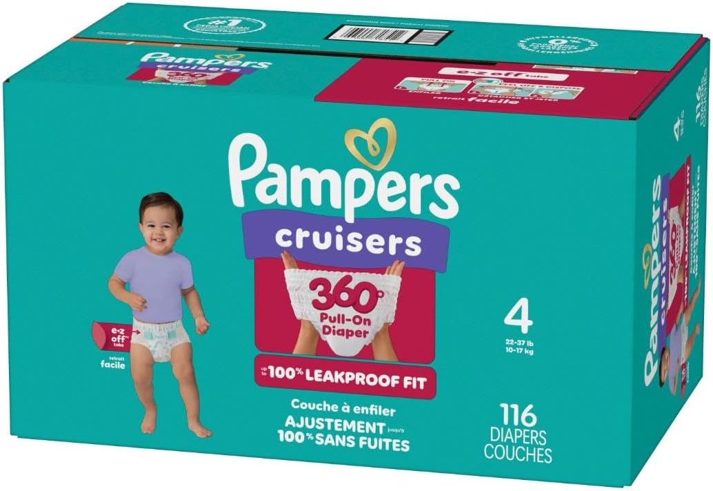 image:imagePampers Diapers Cruisers 360 Size 3 168 Count Babyproof up to 100 Leakproof PullOn Diaper Packaging May VarySize 4