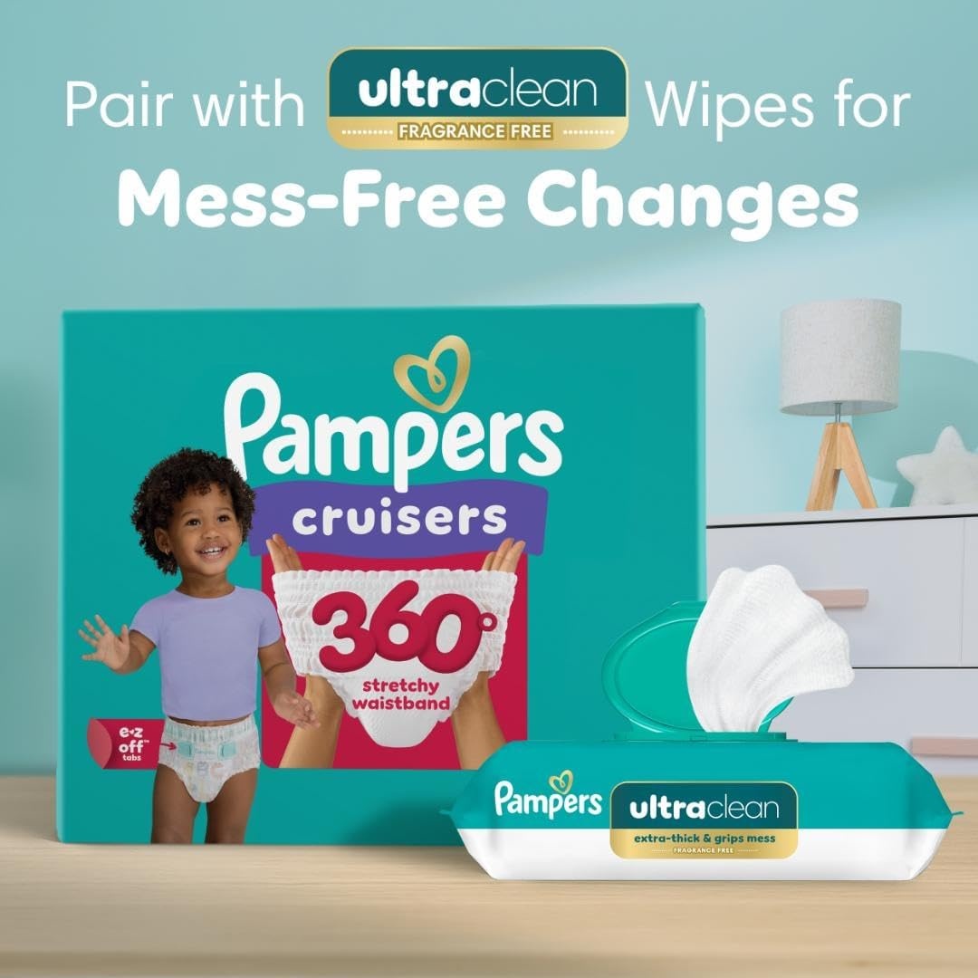 image:imagePampers Diapers Cruisers 360 Size 3 168 Count Babyproof up to 100 Leakproof PullOn Diaper Packaging May VarySize 4