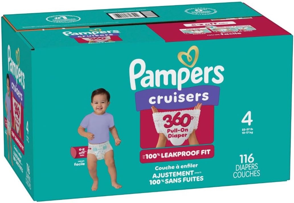 image:imagePampers Diapers Cruisers 360 Size 3 168 Count Babyproof up to 100 Leakproof PullOn Diaper Packaging May VarySize 4