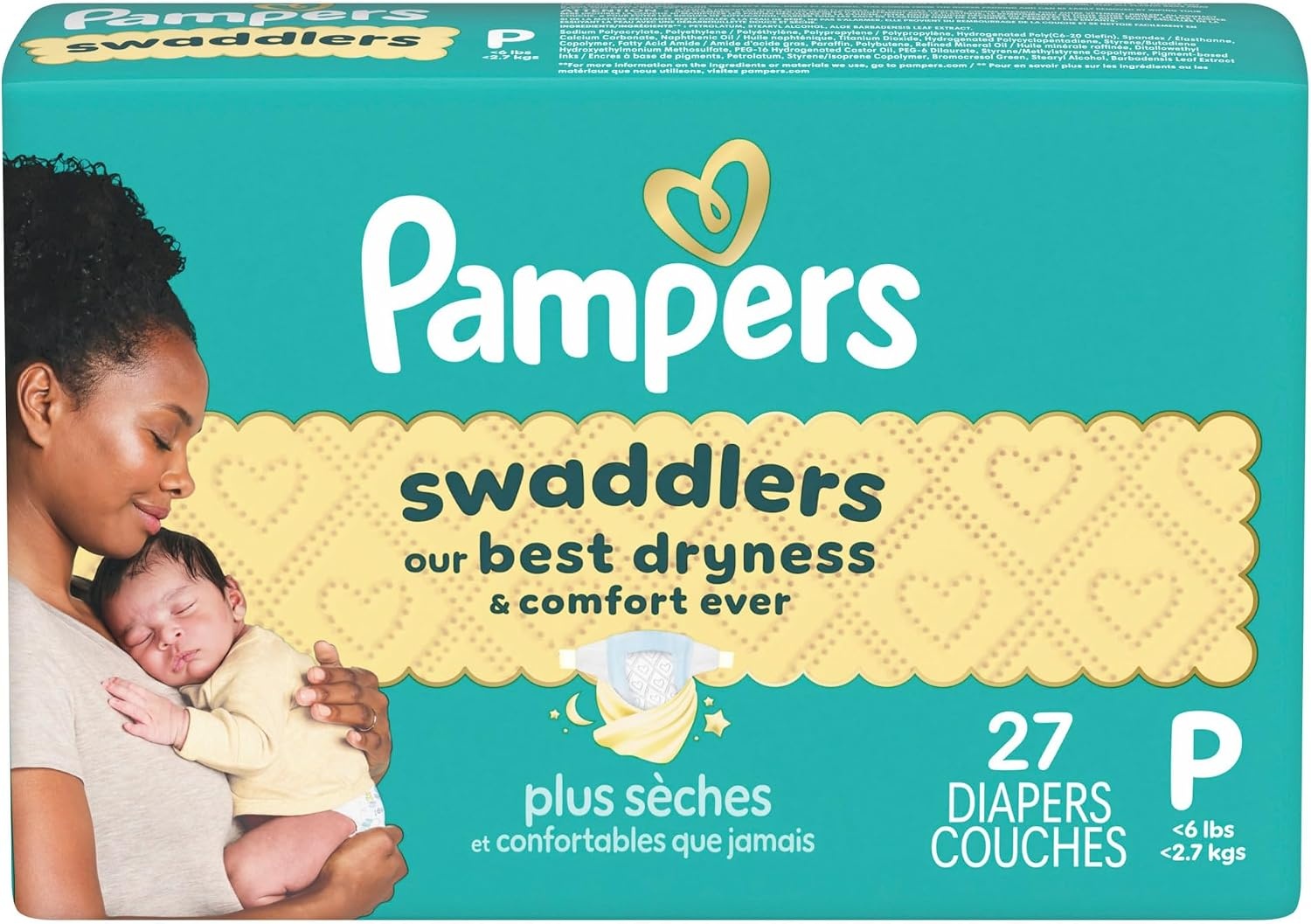 image:imagePampers Swaddlers Diapers Size 6 2344 lbs 108 Count Absorbent Keeps Baby Dry and Comfortable Skin Safe Disposable Baby Diaper Packaging May VaryPreemie