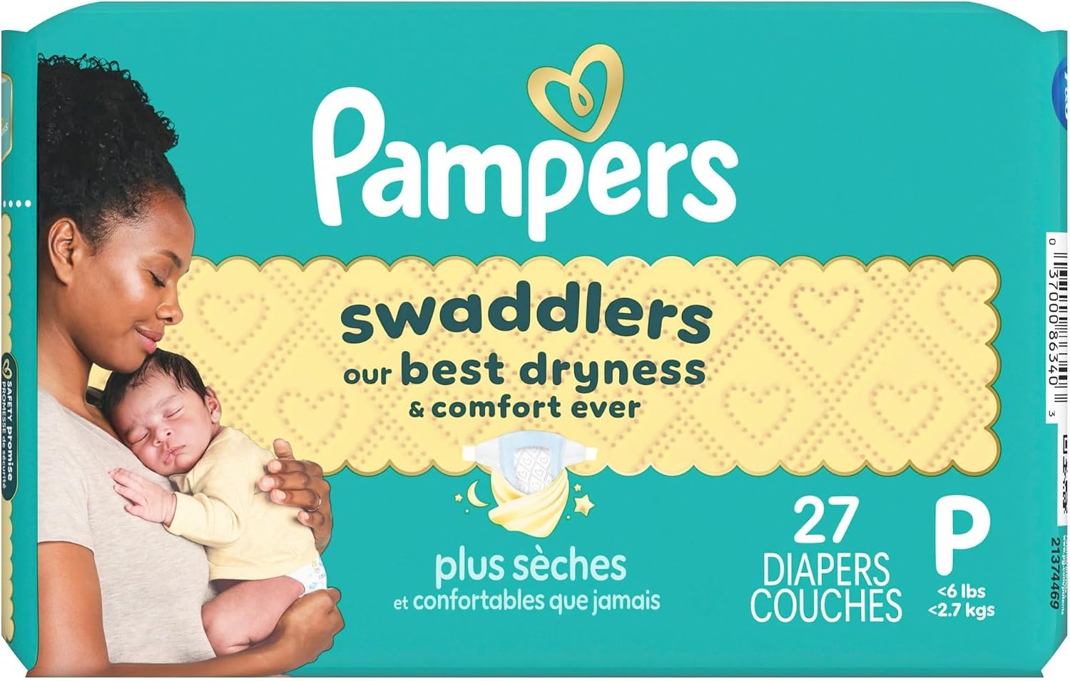 image:imagePampers Swaddlers Diapers Size 6 2344 lbs 108 Count Absorbent Keeps Baby Dry and Comfortable Skin Safe Disposable Baby Diaper Packaging May VaryPreemie