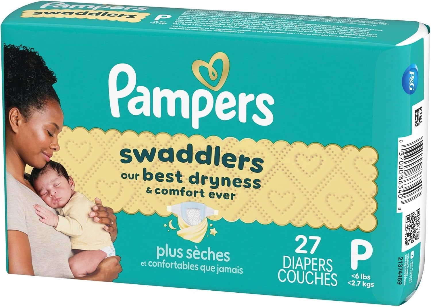 image:imagePampers Swaddlers Diapers Size 6 2344 lbs 108 Count Absorbent Keeps Baby Dry and Comfortable Skin Safe Disposable Baby Diaper Packaging May VaryPreemie