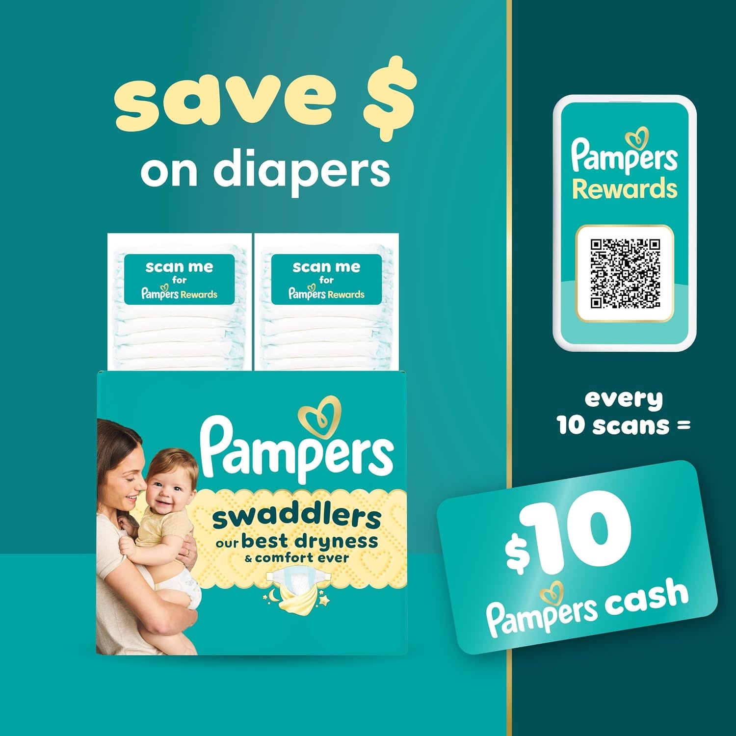 image:imagePampers Swaddlers Diapers Size 6 2344 lbs 108 Count Absorbent Keeps Baby Dry and Comfortable Skin Safe Disposable Baby Diaper Packaging May VarySize 1