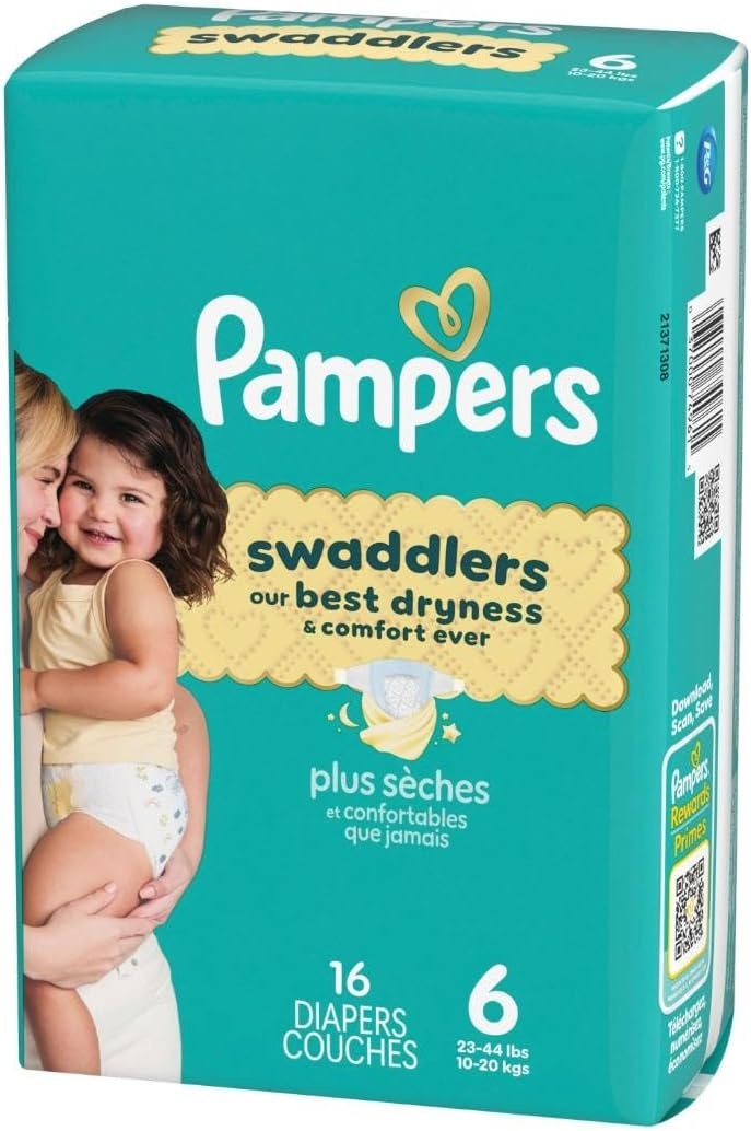 image:imagePampers Swaddlers Diapers Size 6 2344 lbs 108 Count Absorbent Keeps Baby Dry and Comfortable Skin Safe Disposable Baby Diaper Packaging May VarySize 6