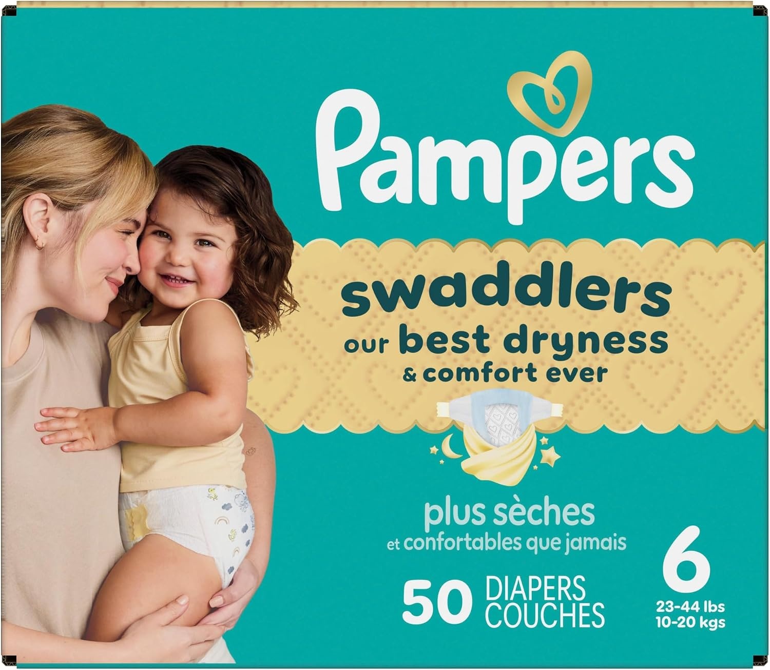 image:imagePampers Swaddlers Diapers Size 6 2344 lbs 108 Count Absorbent Keeps Baby Dry and Comfortable Skin Safe Disposable Baby Diaper Packaging May VarySize 6