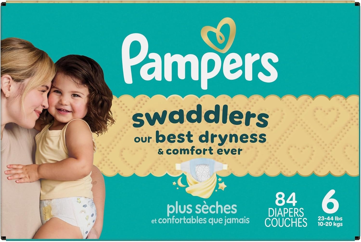 image:imagePampers Swaddlers Diapers Size 6 2344 lbs 108 Count Absorbent Keeps Baby Dry and Comfortable Skin Safe Disposable Baby Diaper Packaging May VarySize 6