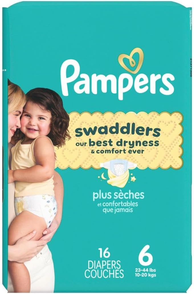 image:imagePampers Swaddlers Diapers Size 6 2344 lbs 108 Count Absorbent Keeps Baby Dry and Comfortable Skin Safe Disposable Baby Diaper Packaging May VarySize 6