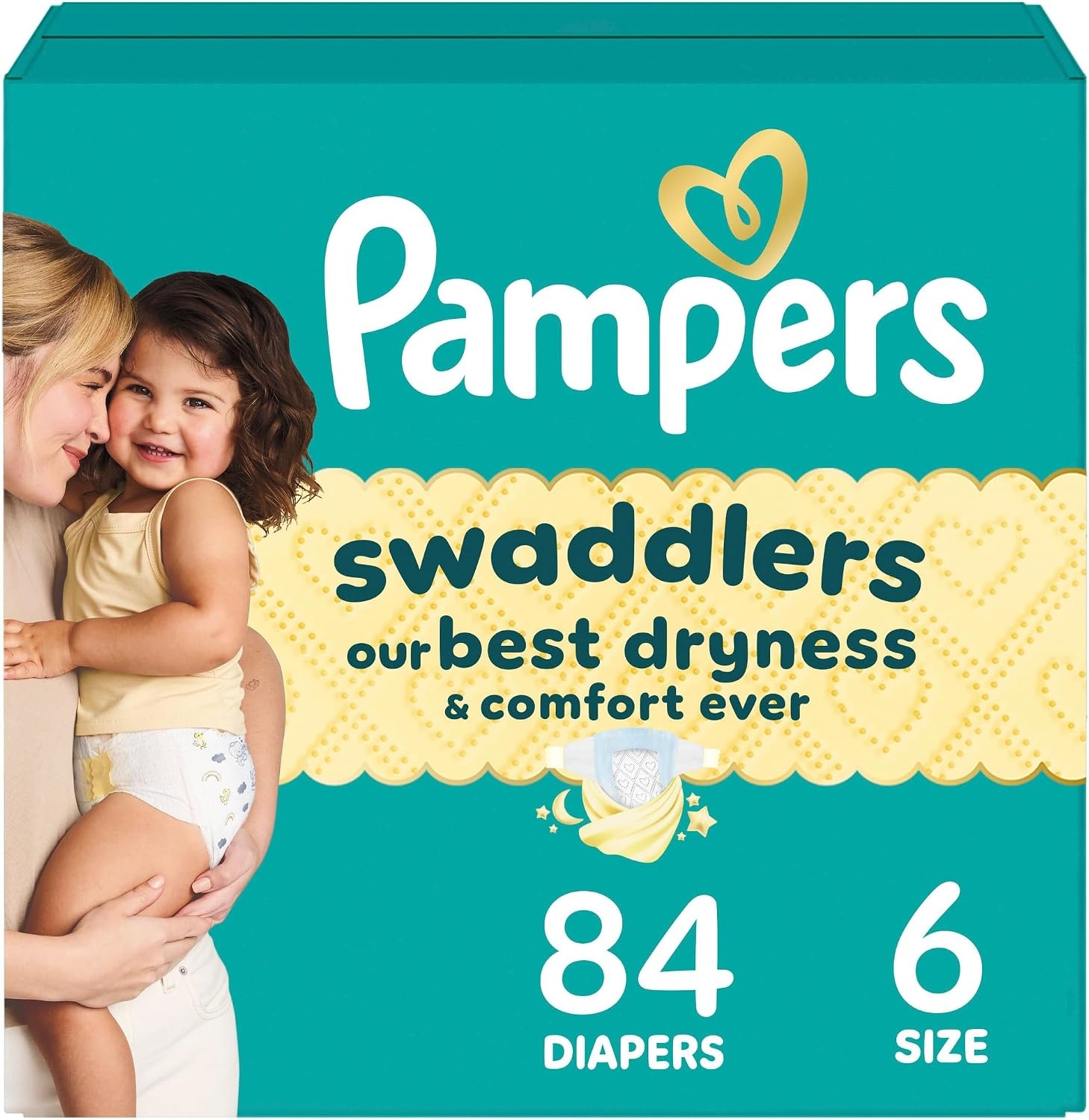 image:imagePampers Swaddlers Diapers Size 6 2344 lbs 108 Count Absorbent Keeps Baby Dry and Comfortable Skin Safe Disposable Baby Diaper Packaging May VarySize 6