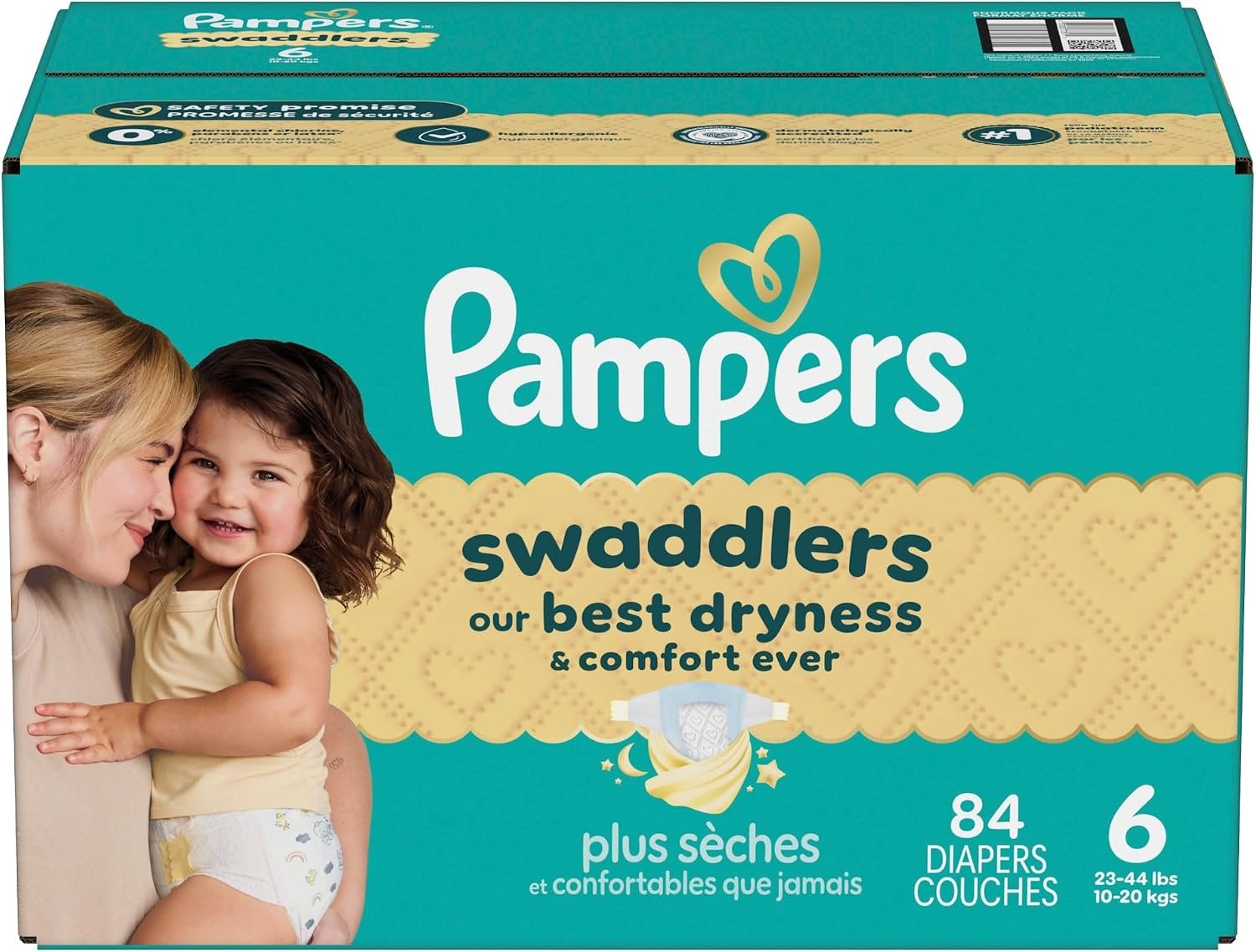 image:imagePampers Swaddlers Diapers Size 6 2344 lbs 108 Count Absorbent Keeps Baby Dry and Comfortable Skin Safe Disposable Baby Diaper Packaging May VarySize 6