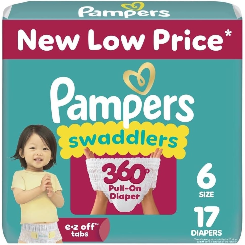 image:imagePampers Diapers  Swaddlers 360  Size 3 156 Count up to 100 Leakproof Comfy Dry Fit Designed for Easy Changes Pull On Baby Diaper Packaging May VarySize 6