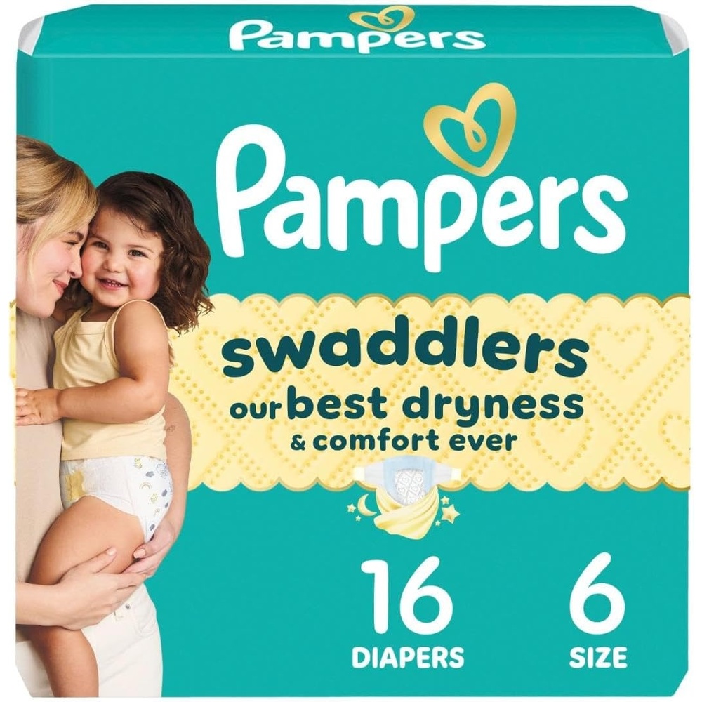 image:imagePampers Swaddlers Diapers Size 6 2344 lbs 108 Count Absorbent Keeps Baby Dry and Comfortable Skin Safe Disposable Baby Diaper Packaging May VarySize 6