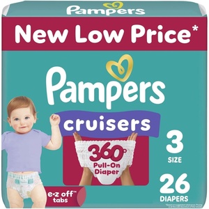 Pampers Diapers – Cruisers 360 – Size 3, 168 Count, Babyproof, up to 100% Leakproof Pull-On Diaper (Packaging May Vary)(Size 3)