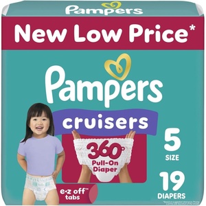 Pampers Diapers – Cruisers 360 – Size 3, 168 Count, Babyproof, up to 100% Leakproof Pull-On Diaper (Packaging May Vary)(Size 5)