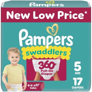 Pampers Diapers – Swaddlers 360° – Size 3, 156 Count, up to 100% Leakproof Comfy Dry Fit, Designed for Easy Changes, Pull On Baby Diaper (Packaging May Vary)(Size 5)