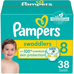 Pampers Swaddlers Diapers, Size 6 (23-44 lbs), 108 Count, Absorbent, Keeps Baby Dry and Comfortable, Skin Safe Disposable Baby Diaper (Packaging May Vary)(Size 8)